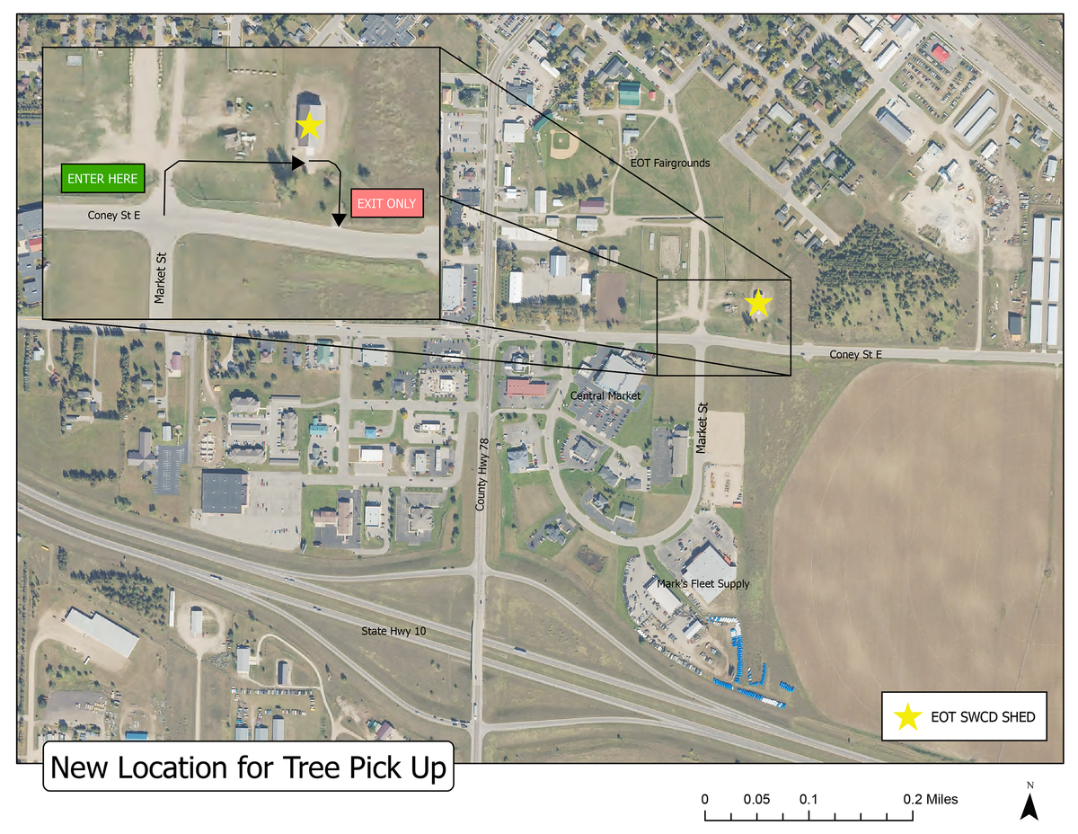 Tree Pick Up Map showing SWCD building on Coney Ave E.